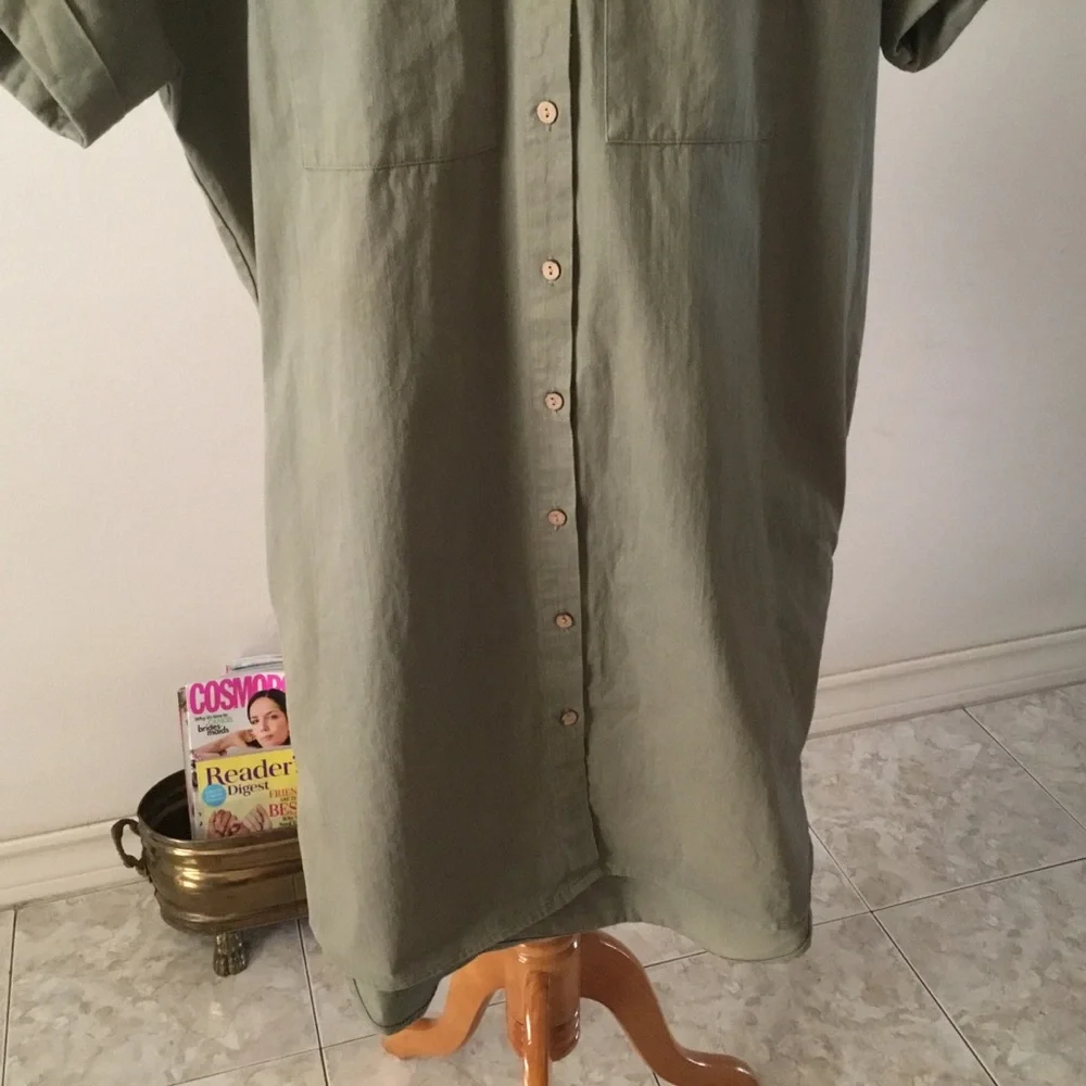 HP-OAT NEW YORK OVERSIZED MEDIUM OLIVE SLEEVE SHIRT DRESS/ SIZE M/ NEW CONDITION - Picture 7 of 10